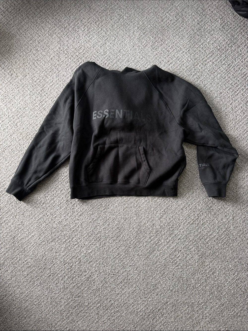 Essentials Black Crewneck Sweatshirt with Front Logo
